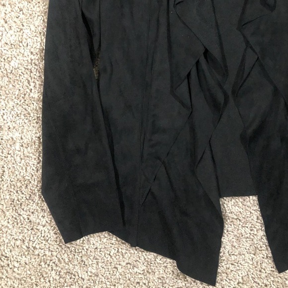 Catherine Malandrino Black Faux Suede Open Cascade Waterfall Jacket Petite Small - Picture 10 of 13